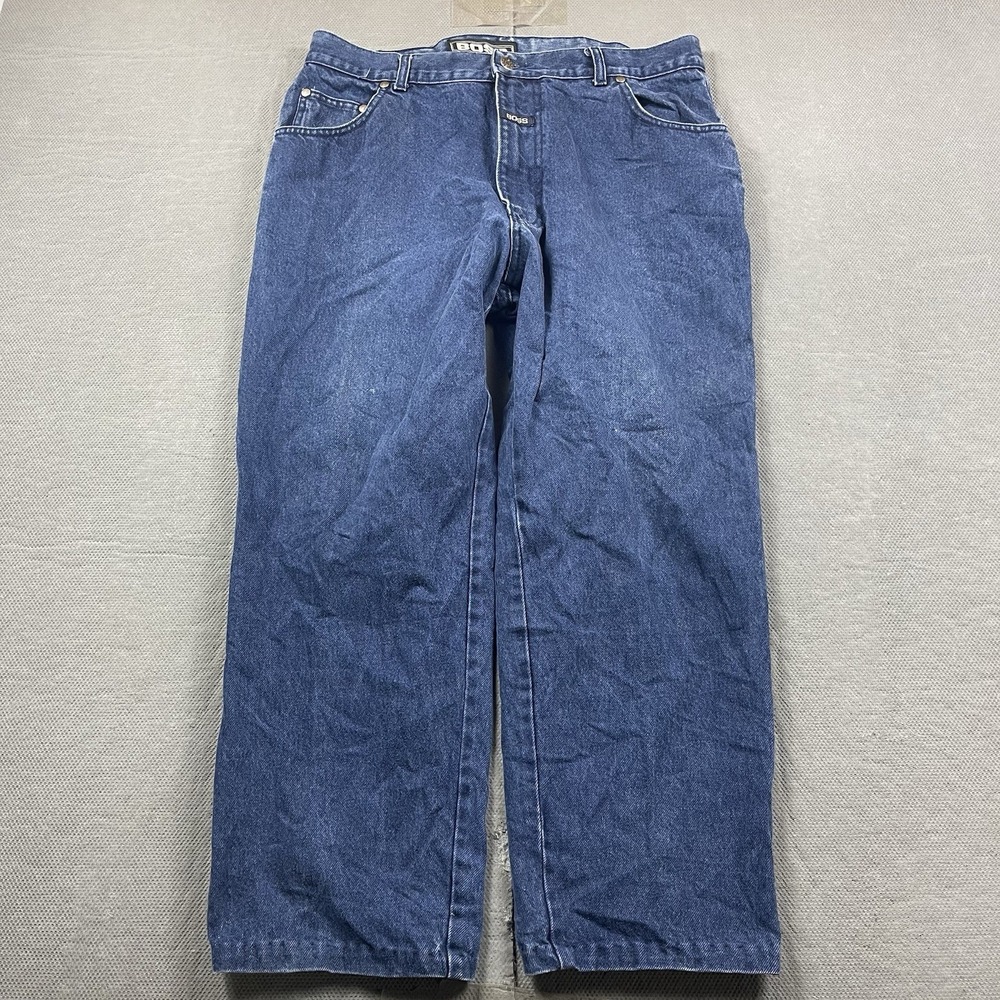 Vintage Boss Jeans Mens 37x27 Baggy 90s Skater Hip Hop Wide Leg‎ Baggy Blue USA